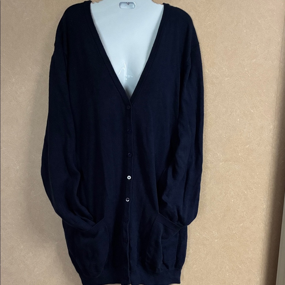 Ellos Navy Button-Up Cardigan